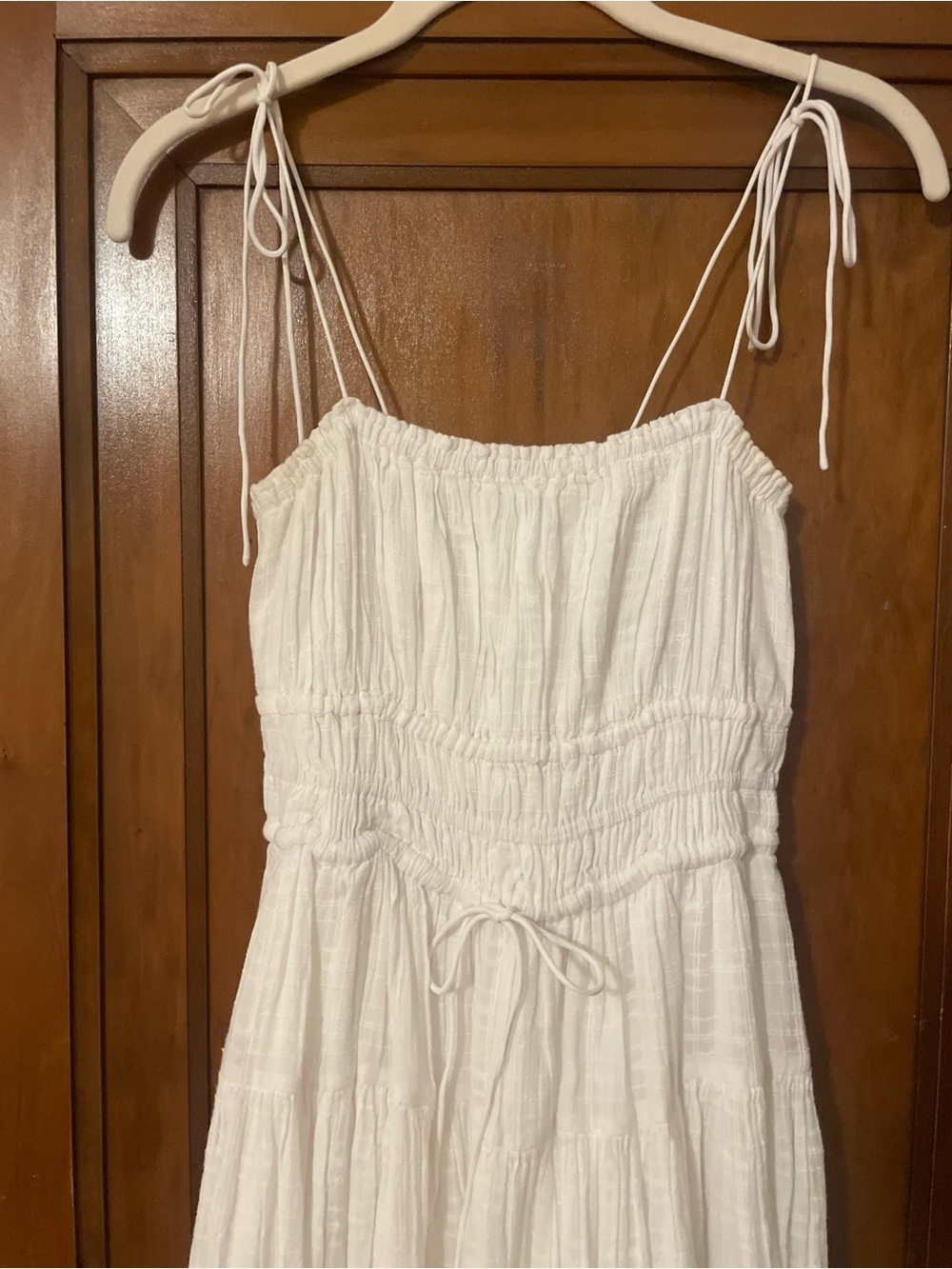 J. Crew White Smocked Midi Sundress with Spaghetti Straps - Picture 5 of 6